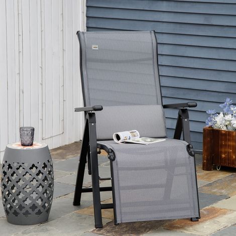 Tumbona plegable, tumbona de jardín con cojín, sillón reclinable de gravedad cero con respaldo ajustable en 9 posiciones, silla de jardín, capacidad de carga de hasta 150 kg, para jardín, vacaciones, 