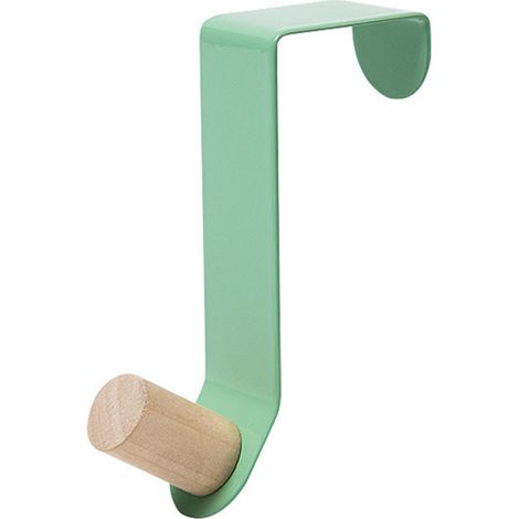 Over The Door Hooks Strong Load Bearing Capacity Space Saving Metal Door Hanger Hooks with Wooden Hook for Coat Hat Bag Nordic Green (1/5)