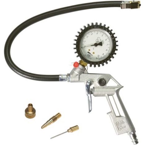 Stanley Pneumatische Reifenfüllpistole mit Manometer, 3 Adapter, geeignet für Fahrräder, Bälle und Luftmatratzen, Eurokupplung, Stahl, 100 l/min, 10 bar, leicht und robust