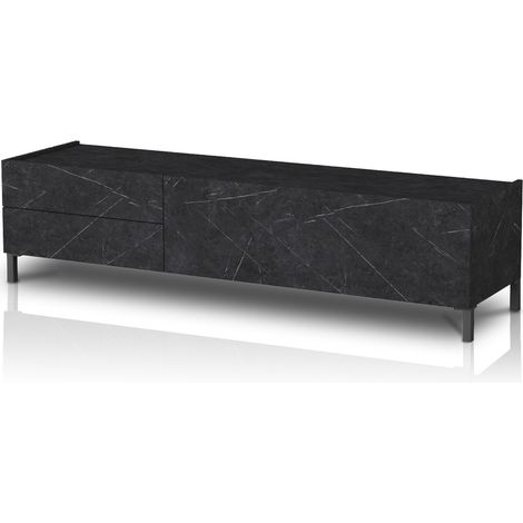 Porta TV effetto legno finitura marmo nero cm. H.42 x L.160 x P.40