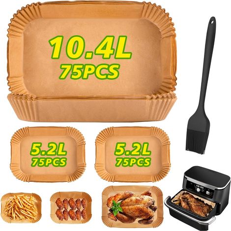 Applicable 225PCS Papier Cuisson Air Fryer Liners Pour Ninja Foodi Flex AF500EU/AF500EUCP, Accessoires Plat pour Air Fryer Cosori 10L (1/5)