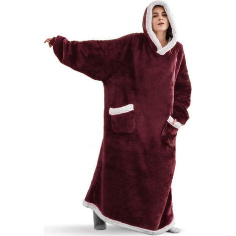 Grande couverture portable en microfibre, taille unique, poncho à capuche oversize pour maison, 150 cm, vêtement de détente extensible