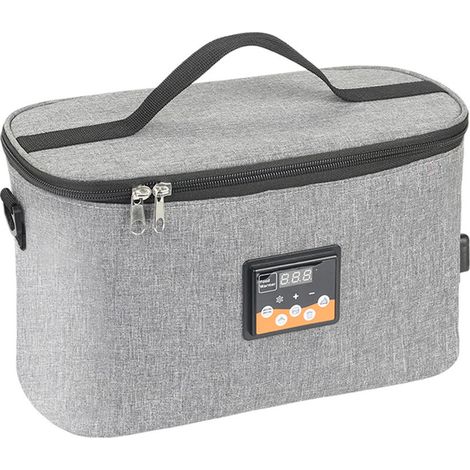 FOREHILL 12V Tragbarer Mini-Autoofen mit Digitalanzeige, voreingestellter Temperatur, 8-Liter-Lunchbox, elektrischer Speisenwärmer für Autoreisen, Camping, Picknicks und Büro, Modell: Grau (1/5)