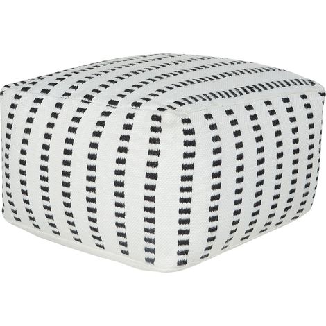 Pouf GAJAN Stoff Weiß (1/5)
