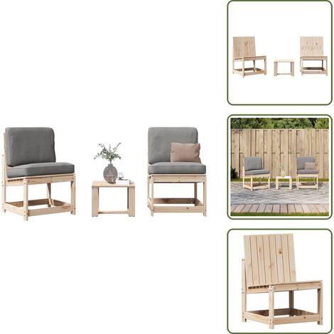 The Living Store Salon de jardin 3 pcs bois massif de pin - Salon De Jardin - Mobilier De Jardin - Chaises De Jardin - Table De Jardin - Bois Massif (1/5)