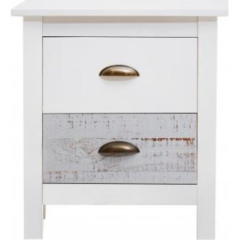 Mesita modelo Amor 2 cajones acabado blanco, 46 cm (Ancho) 35 cm (Fondo) 49.50 cm (Alto (1/5)