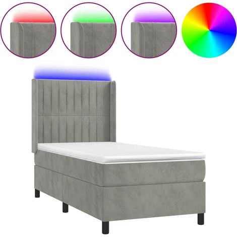 Maison Exclusive - Boxspringbett mit Matratze & LED Hellgrau 90x1