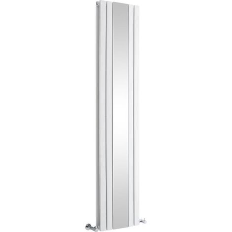 Hudson Reed – Radiateur vertical blanc 180 x 38,5 cm – Puissance 1344W – Miroir intégré – Acier durable – Garantie 20 ans