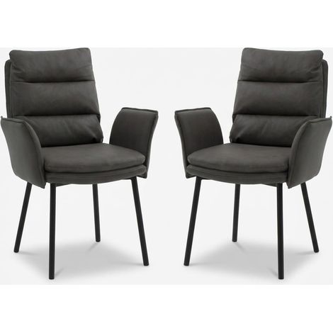 2er Set gepolsterte Esszimmerstühle aus Kunstleder Violetta - Grau (1/5)