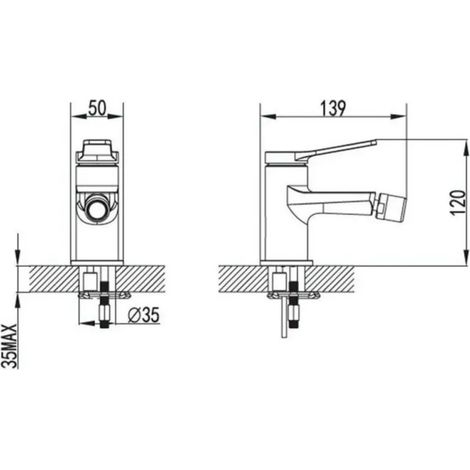 Miscelatore bidet design moderno in ottone finitura lucida KAM-KANDA CROMO kamalu (1/2)
