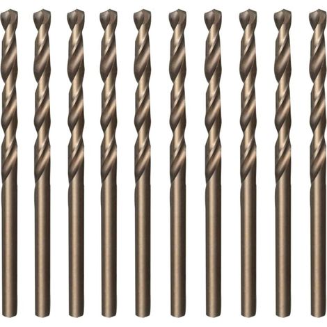 Lot de 10 forets hélicoïdaux M35 en acier rapide HSS doré et cobalt 3,5 mm x 70 mm pour percer les aciers inoxydables et durs, la fonte, le cuivre, l'aluminium, le bois et le plastique