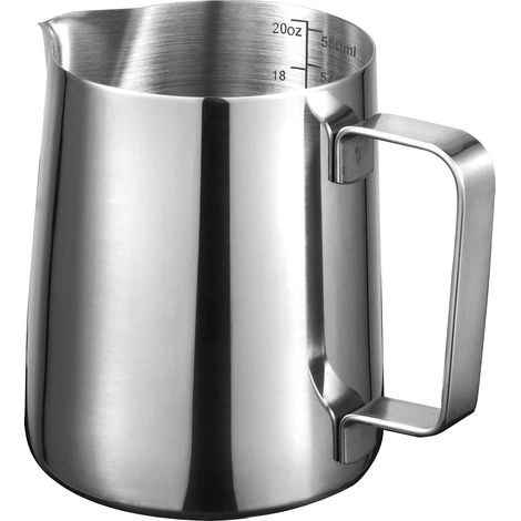Pichet à Lait Barista 600ml, Pichet Inox 304 avec Graduation, Latte Art (600ml) (1/5)
