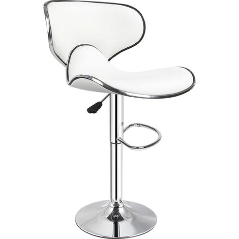Taburete de bar, altura regulable, asiento cómodo de PU, BLANCO (1/2)