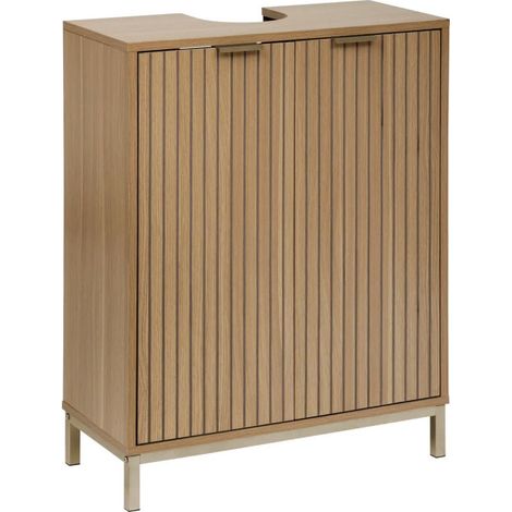 5Five Simply Smart – Meuble bas de salle de bain 80cm – Panneaux de particules et MDF – 2 portes – Design nervuré – À monter soi-même (1/5)
