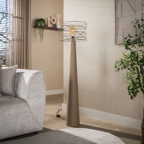 Lampadaire avec abat-jour spirale 40x145 cm en métal beige - SPIRA