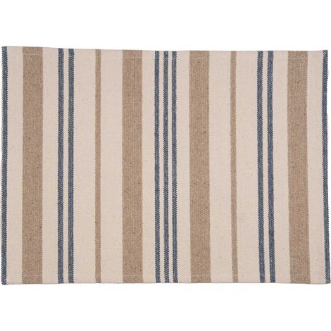 Set de table en coton épais rayures Bleu Foncé 35x50 cm (1/2)