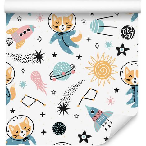 Papier peint « Renards joyeux dans l’espace » pour salon et chambre 50x1000 cm (1/5)