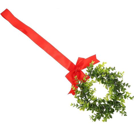 Couronne de Noël en toile de jute avec feuilles artificielles pour la décoration (1/5)