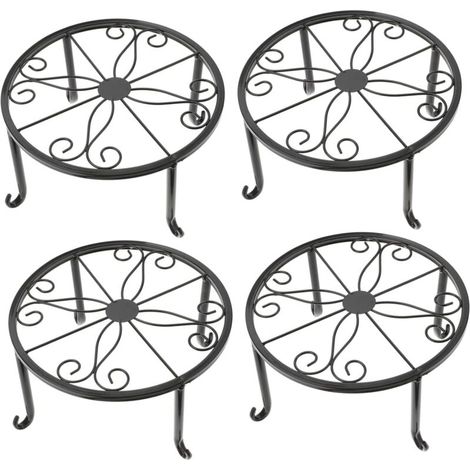 Set of 4 metal plant stands for indoor and outdoor use, flower pot holders, short stands for floor and table decoration (1/5)