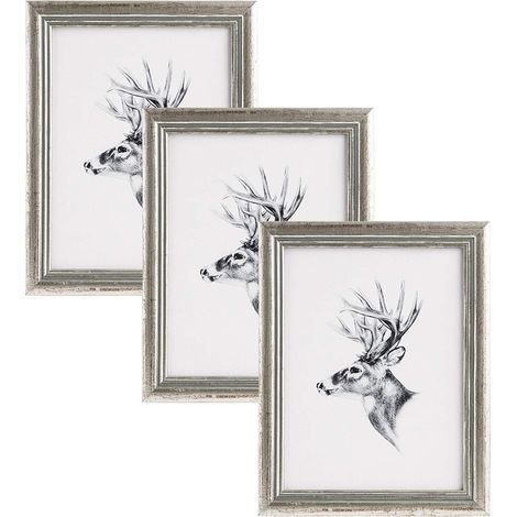 WOLTU Set de 3 Cadre Photo. Argent. 30x45cm.Artos Style en Bois et Verre.Cadre décoration pour la Maison.BR9917sb-3 (1/4)