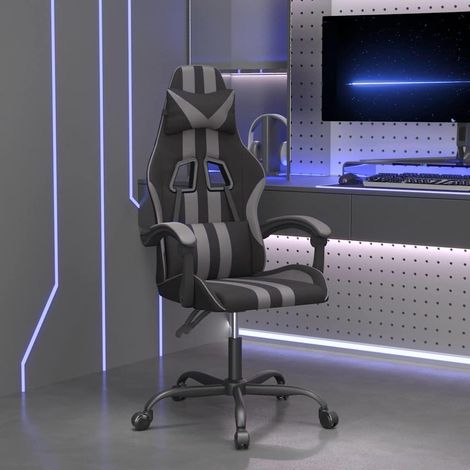 vidaXL Silla gaming cuero sintético negro y gris (1/5)