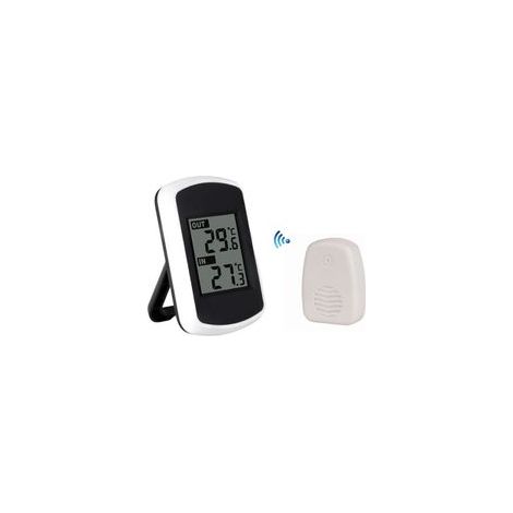 Termometro digitale wireless LCD per uso interno o esterno, mini sensore di temperatura ambiente, piccolo e preciso strumento per misurare il meteo in casa, camera da letto e ufficio, bianco - Crezuo