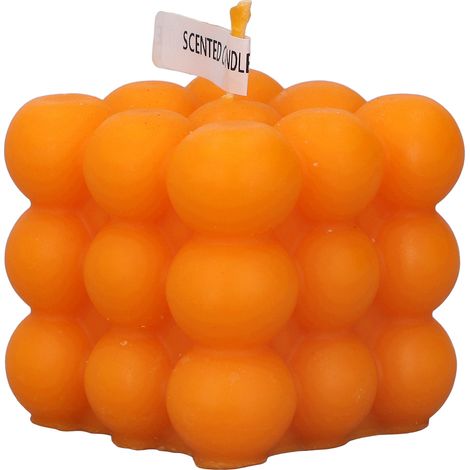 Cube de cire de soja, bougie artisanale coulée à la main, parfumée, déco salon et chambre, jaune, 1 pièce (1/5)