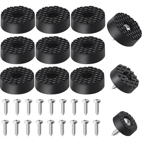 Set di 24 piedini in gomma avvitabili Glarks da 30 mm, neri, antiscivolo, per proteggere pavimenti, mobili, elettronica ed elettrodomestici. (1/5)