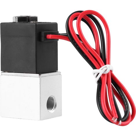 Électrovanne pneumatique 12 V CC 1/8" à 2 voies normalement fermée en aluminium (1/5)