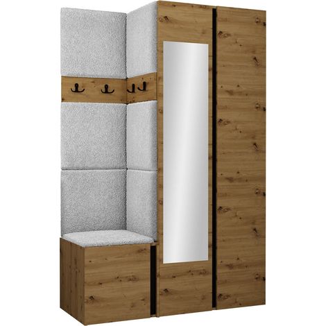 Conjunto para recibidor Pinis XXVI, Abriamo 6, 186x116x46cm, Espejo, Tapiz, Aglomerado laminado, Colocada, Montada en la pared
