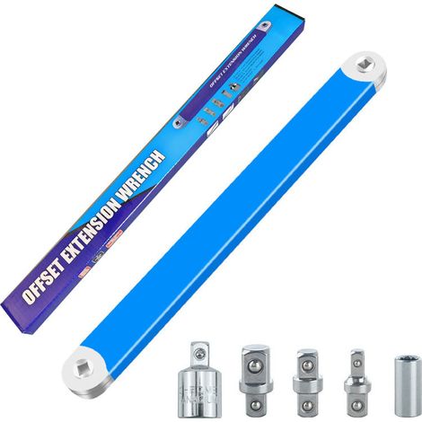 Clé à cliquet décalée pour espaces confinés – Acier haute teneur en carbone – Adaptateurs 1/4' 3/8' 1/2' inclus – Outil professionnel (1/5)