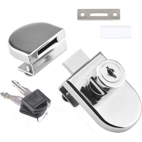 Loquet rotatif monopoint pour portes d'armoires avec verrouillage en verre (5-8 mm), 2 clés, installation sans perçage (1/5)