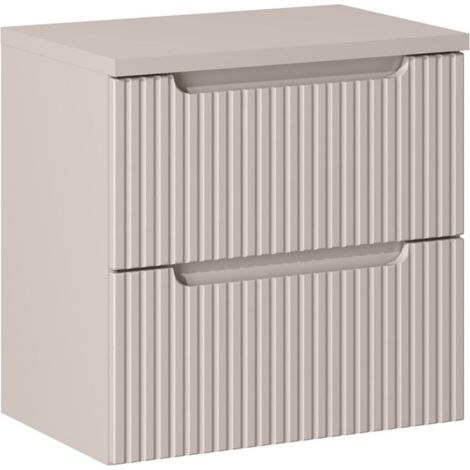 Set bagno sospeso VANO cachemire 60cm: mobile sotto lavabo con cassetti scanalati verticalmente + piano per lavabo