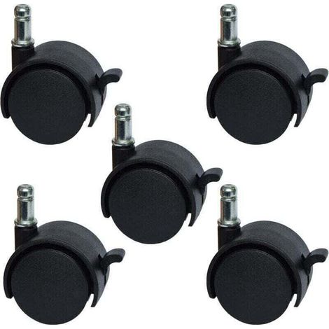 Roulettes de rechange pour chaise de bureau ou tabouret de 5,1 cm - avec frein (lot de 5)