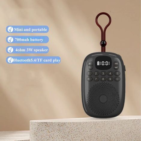 Mini radio FM numérique avec affichage LED, récepteur radio de poche, haut-parleur sans fil Bluetooth 5.4, boîte à musique, compatible avec les cartes TF et rechargeable. (1/5)