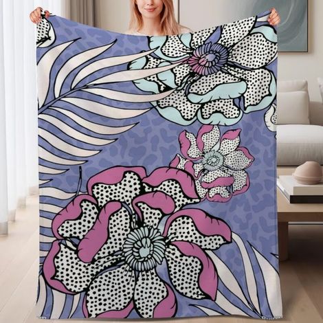 Couverture de lit en polaire, jeté doux et chaud de printemps, légère et luxueuse en microfibre de polyester, décoration intérieure cosy et élégante, cadeau adapté pour lui elle,6080 pouces (1/4)