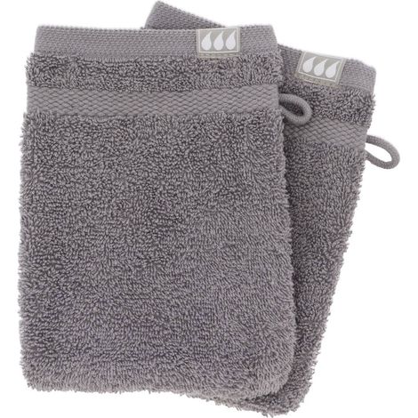 Set aus 2 waschhandschuhen 15x21 cm 100% baumwolle - grau - Tendance (1/2)