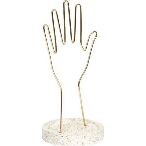 Porte-Bijoux Main "Terrazzo" 28cm Or & Blanc (1/3)
