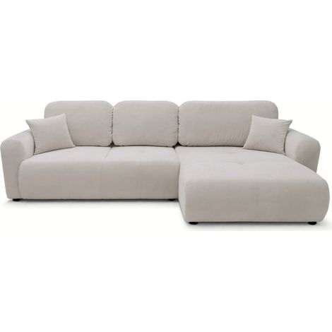 Selsey Olido - L-Form Eckschlafsofa mit Bettkasten, graubeiger Velours (1/5)