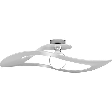 Plafoniera Moderna Surf Metallo Bianco Vetro Cromo 1 Luce E27 D.70Cm (1/4)