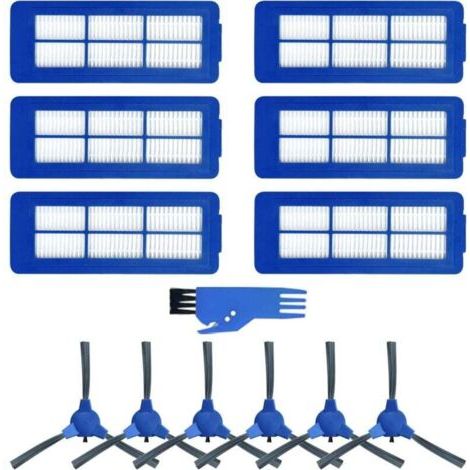Accessoires pour aspirateur robot, pour Eufy RoboVac 11S MAX/15C MAX/30C MAX/G30, 6 filtres + 6 brosses latérales+1 brosse de nettoyage bleue (1/4)