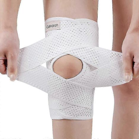 Genouillère avec stabilisateurs latéraux pour déchirure du ménisque, douleurs liées aux lésions du LCA et du LCM, arthrite, récupération, respirante, ajustable - blanche, liquidation (1/5)
