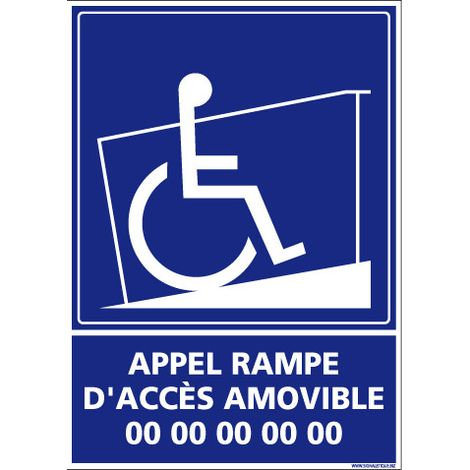 Panneau de Signalisation APPEL RAMPE D'ACCES AMOVIBLE (G1116) - Adhésif - 75 x 105 mm