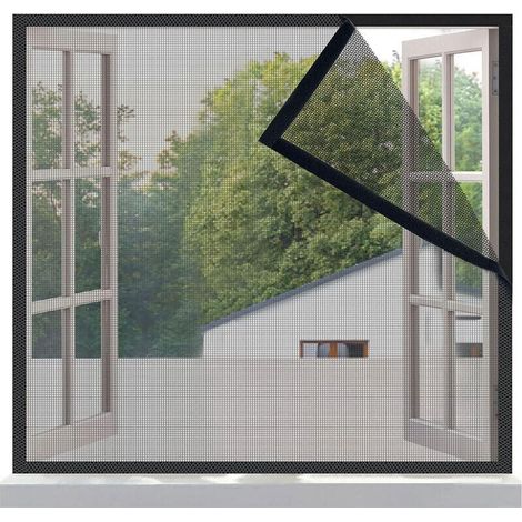 Moustiquaire 120x150 cm, maille ultra fine, anti-moustiques, sans perçage, velcro, facile à installer, noir, (1/5)