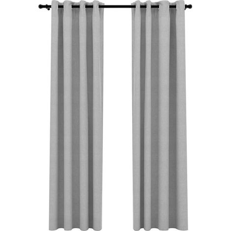 Maison Exclusive - Tende Oscuranti Effetto Lino con Occhielli 2pz 140x225cm Grigio