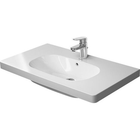 Lavabo meuble Duravit D-CODEavec trop plein plage de robinettrie 850x480mm blanc 1 trou de robinetterie