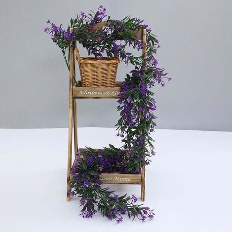 Plante Artificielle Tombante Interieur Exterieur, 2 Pièces Fausse Plante Suspendue Decoration Mariage Balcon Jungle Chambre Terrasse Maison,Violet (1/5)