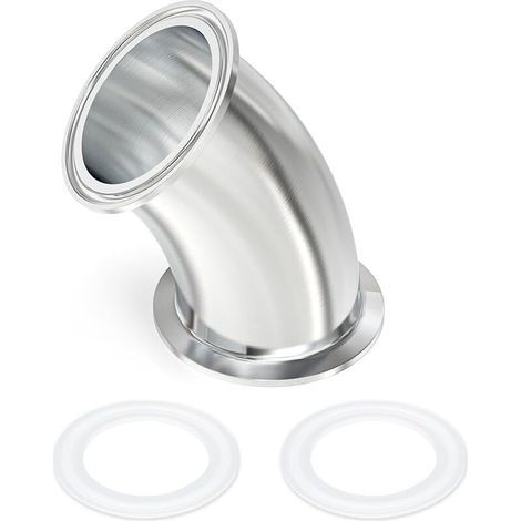 1 pezzo gomito a 45 gradi, raccordi sanitari in acciaio inox 304 per tubo con diametro esterno di 2-1/2" (64 MM), flangia a morsetto da 2,5" (77,5 MM) con guarnizioni in silicone (1/5)