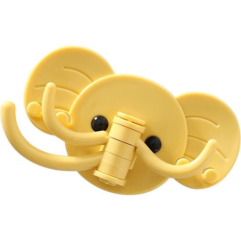 Gancho adhesivo decorativo con forma de cabeza de elefante, fabricado en ABS, para montaje en pared, para baño, dormitorio, sala de estar, cocina, sin necesidad de taladrar. (1/5)