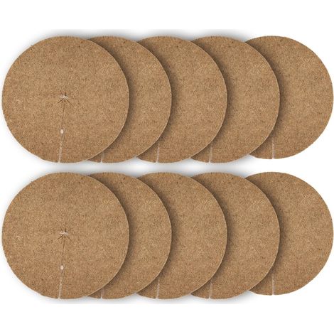 Lot 10 Disques Paillage diametre 40 cm Fibre Coco Naturel 900g/m - Tapis Protection Plante, Mauvaises Herbes, Protection Plante en Pot, Marron (1/4)
